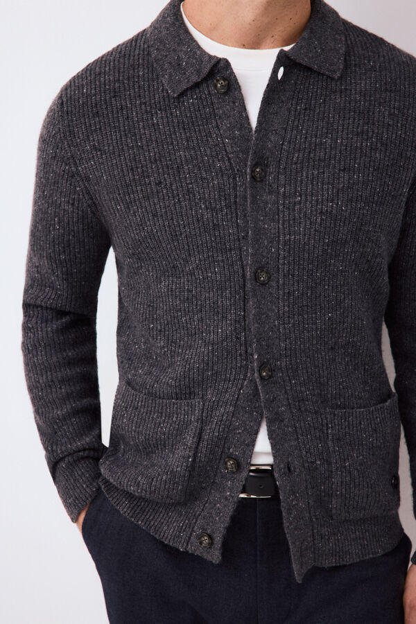 Pedro del Hierro Italian premium yarn knit cardigan Grey