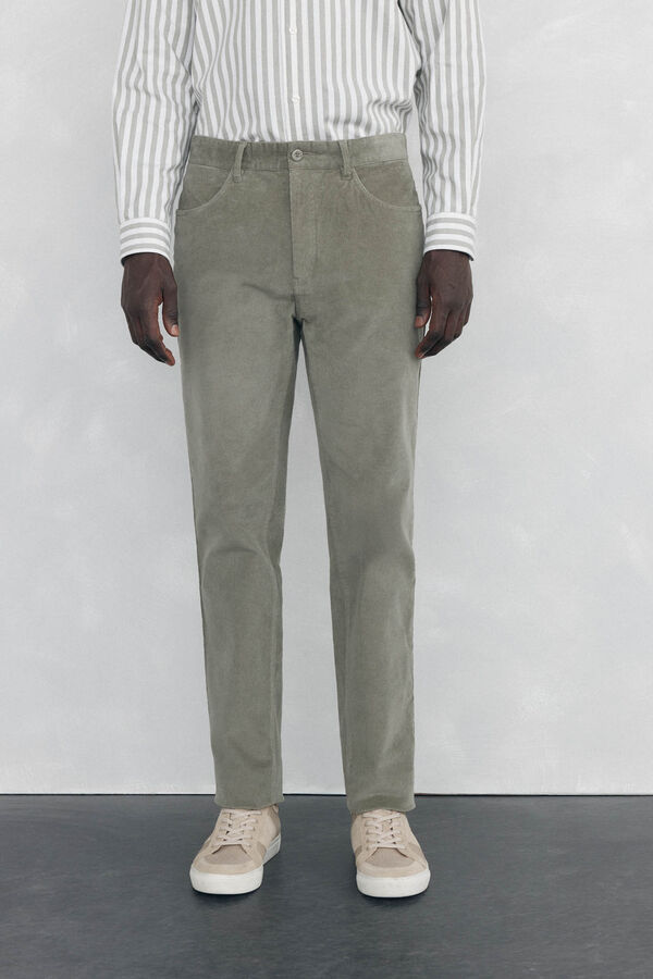 Pedro del Hierro Pantalón 5 bolsillos pana slim fit Verde