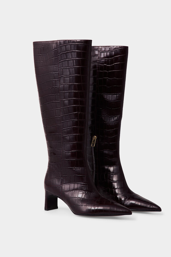 Pedro del Hierro Leather high boot Burgundy