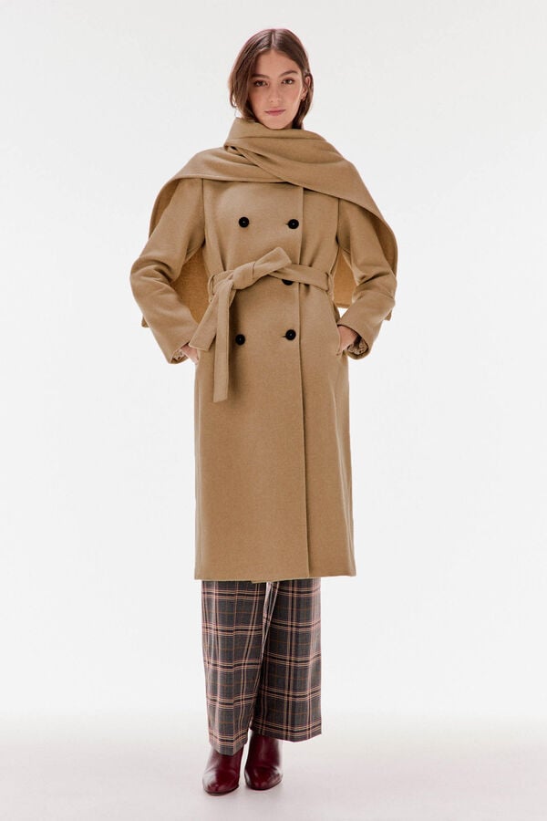 TFP by Tamara Falcó double-breasted coat with scarf Brown