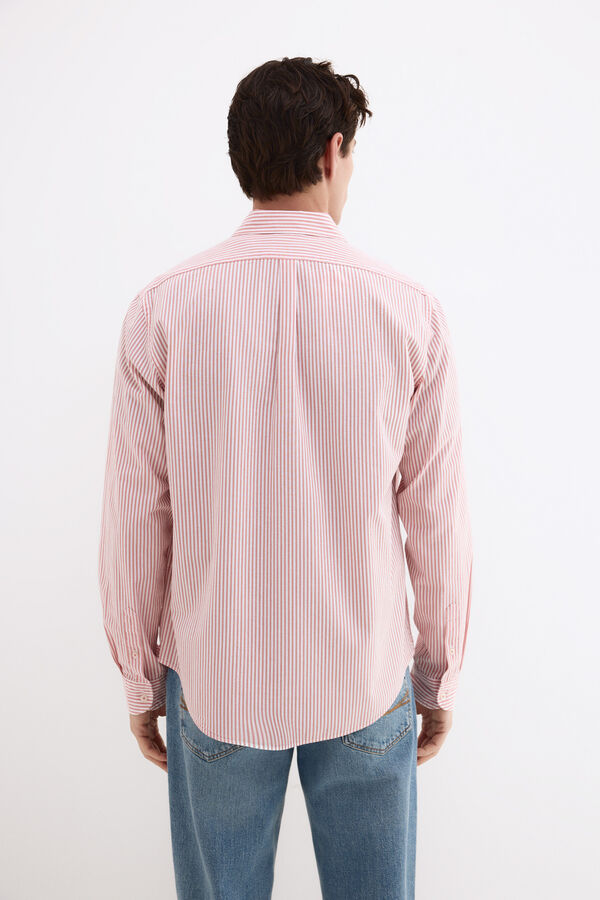 Pedro del Hierro Seersucker striped shirt Coral