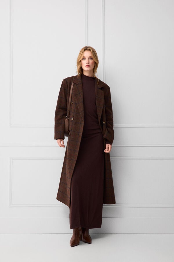 TFP by Tamara Falc&oacute; Knit funnel neck dress Brown