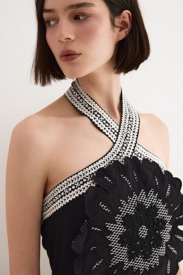 TFP by Tamara Falc&oacute; Embroidered flower dress Black