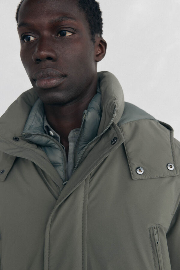 Pedro del Hierro Long parka with hood and views Green