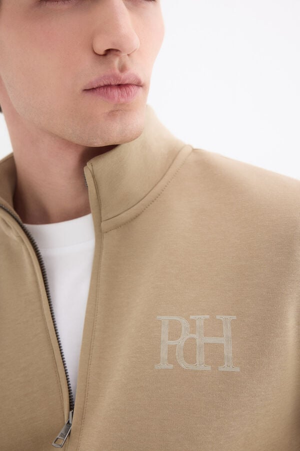 Pedro del Hierro Technical fabric cardigan Beige