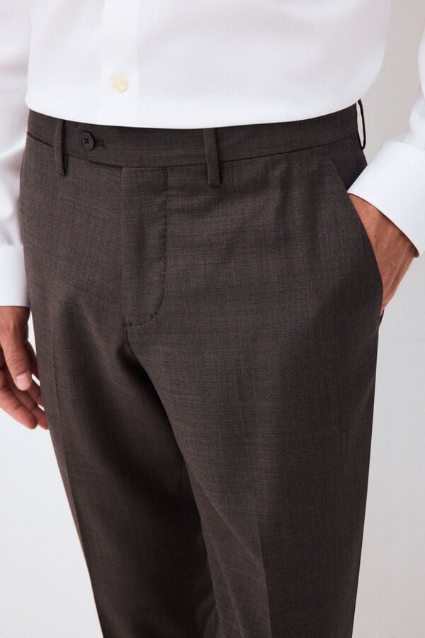 Pedro del Hierro Tailored high-waisted serge trousers Brown