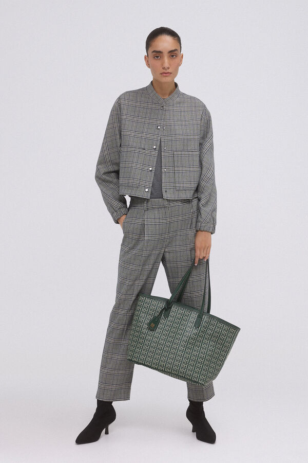 Pedro del Hierro Checkered Bomber Suit Turquoise