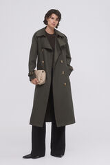 Pedro del Hierro Long trench coat with belt Green