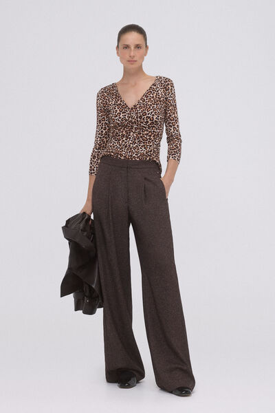 Pedro del Hierro Camiseta com estampado animal print Marrom