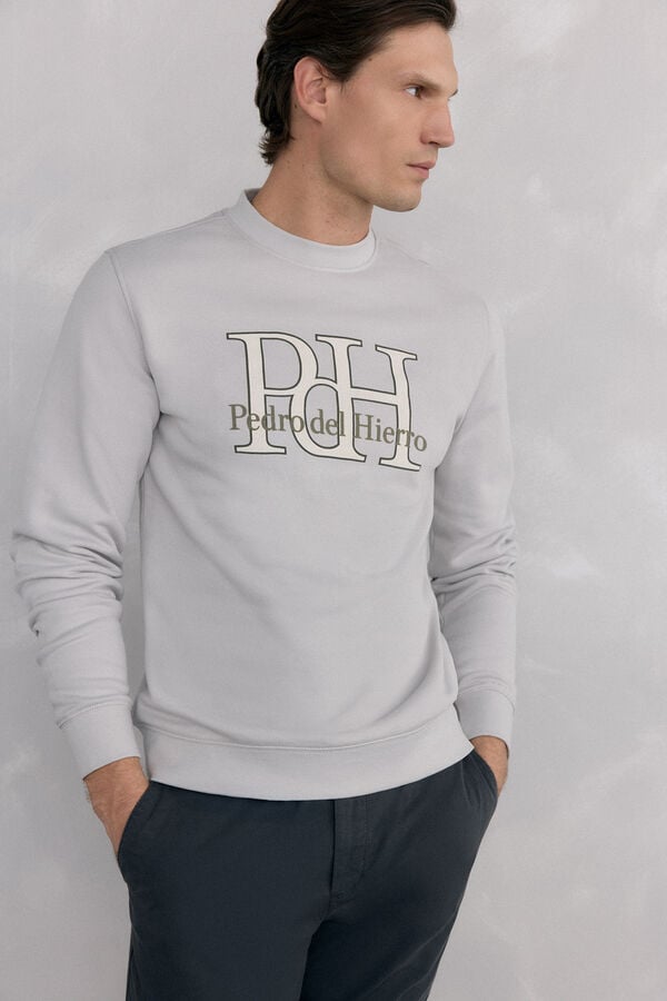 Pedro del Hierro Sweatshirt logo gola caixa Cizento
