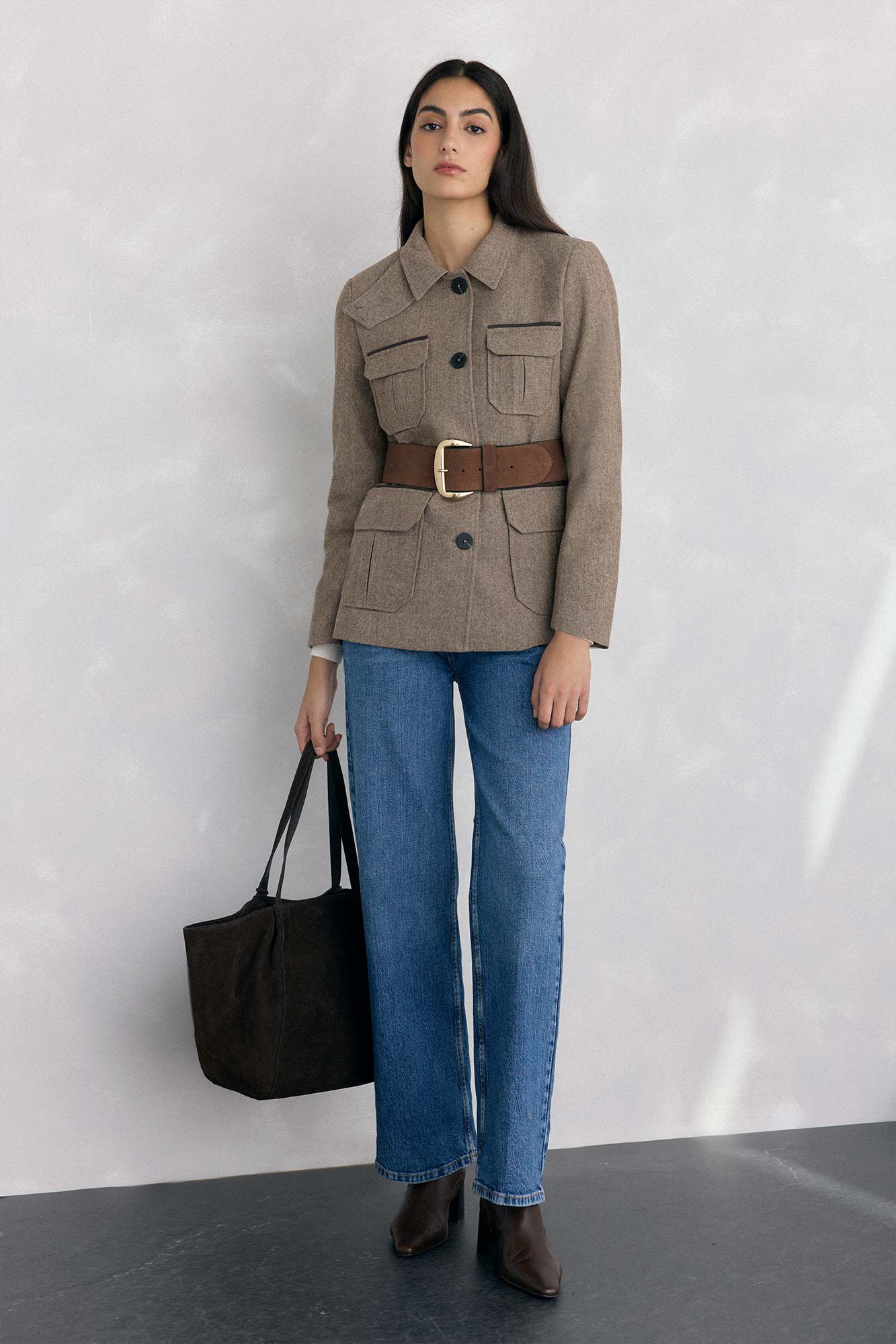 Pedro del Hierro split leather shopper bag