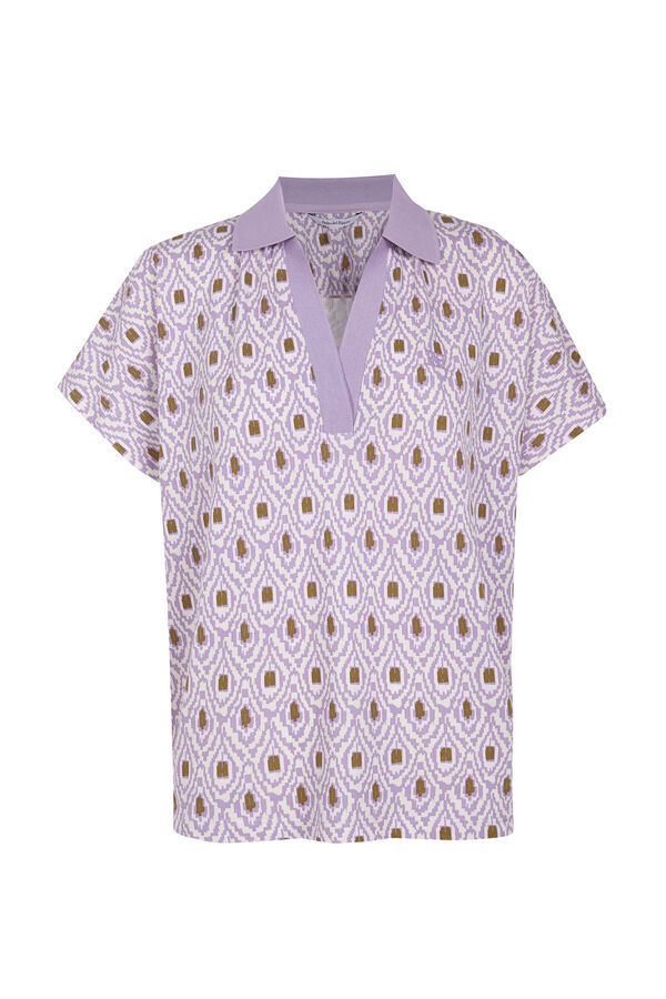 Pedro del Hierro Printed short-sleeved polo shirt Purple