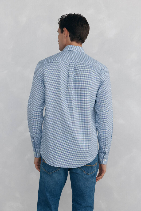 Pedro del Hierro Non-iron Oxford checked shirt Blue