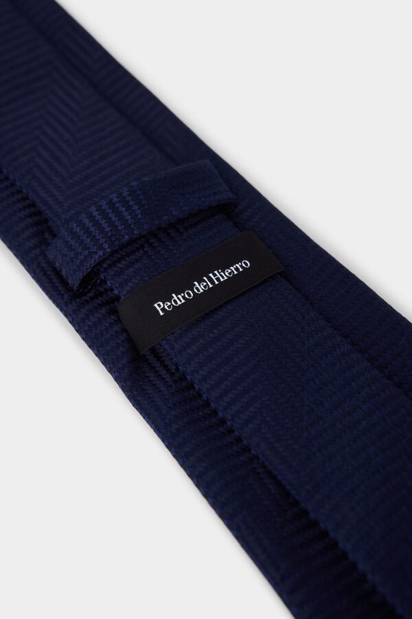 Pedro del Hierro Extra-fine silk tie Blue
