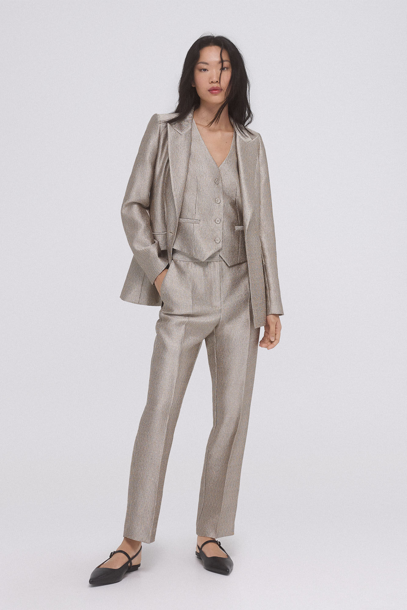 Cortefiel Pantalón recto dorado