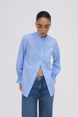 Pedro del Hierro Wide ruffle neck shirt Blue