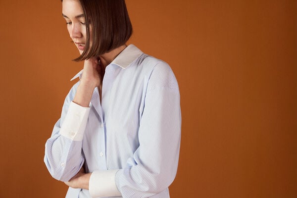 TFP by Tamara Falc&oacute; Poplin combined shirt Blue