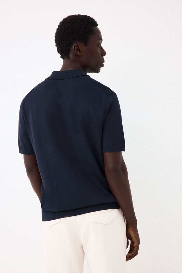Pedro del Hierro Cotton premium knit polo shirt Blue