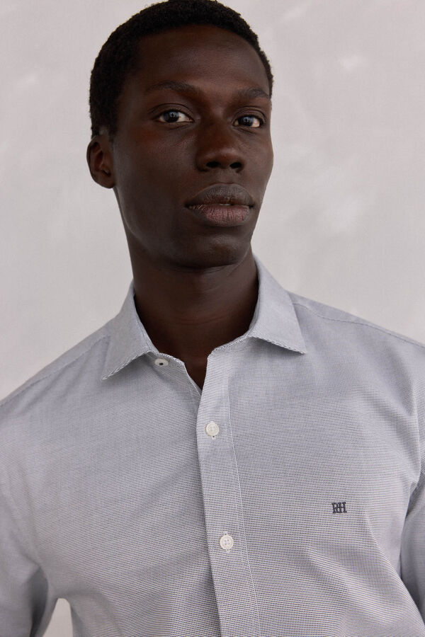 Pedro del Hierro Easy-iron structured shirt + anti-odor slim fit Grey