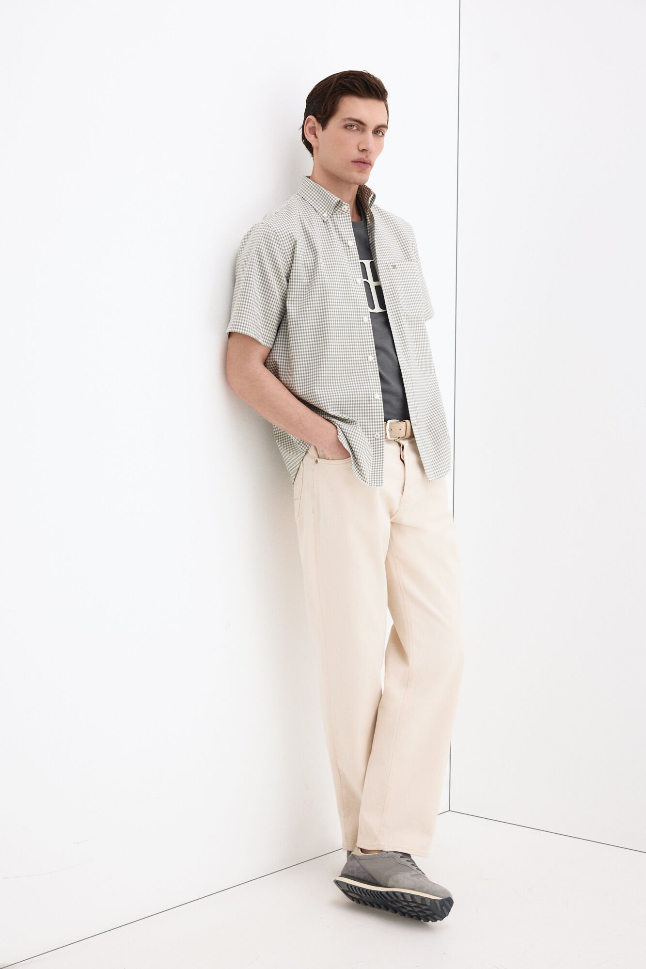 Pedro del Hierro Camisa n&atilde;o engomar manga curta aos quadrados