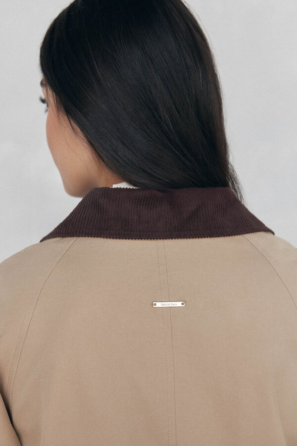 Pedro del Hierro Sobretudo longo com gola veludo Beige