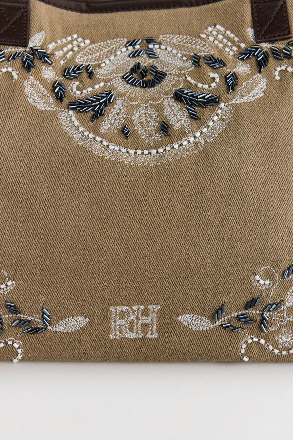 Pedro del Hierro embroidered fabric bag Green