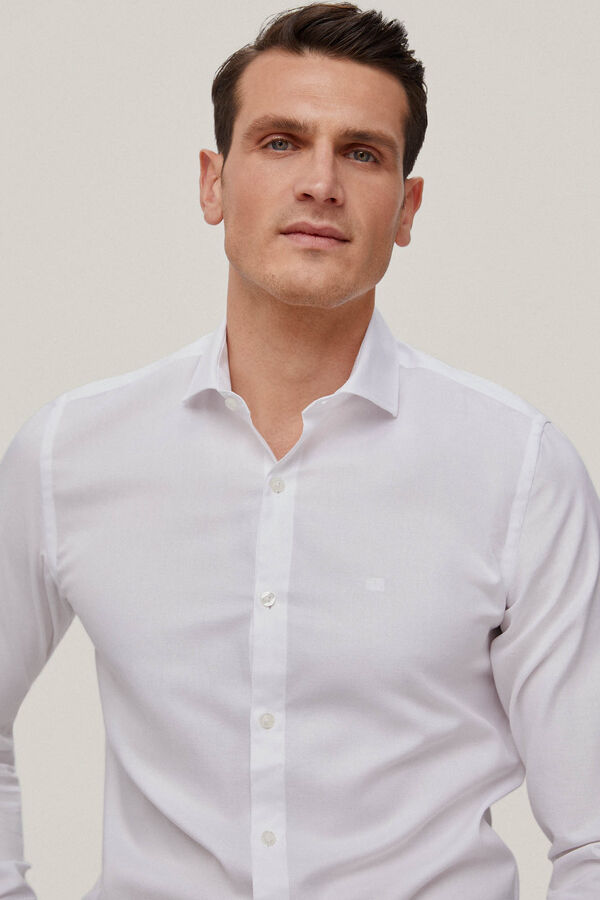 Pedro del Hierro Plain slim fit easy-iron + odour-resistant shirt  White