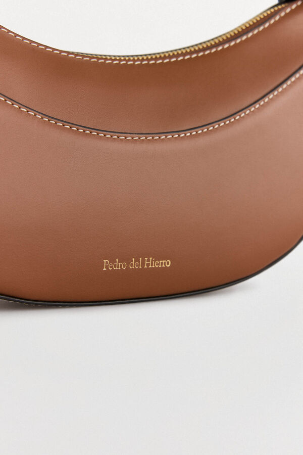 Pedro del Hierro Oval leather crossbody bag Beige