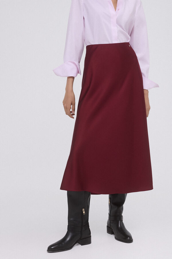 Pedro del Hierro Satin flared midi skirt Purple