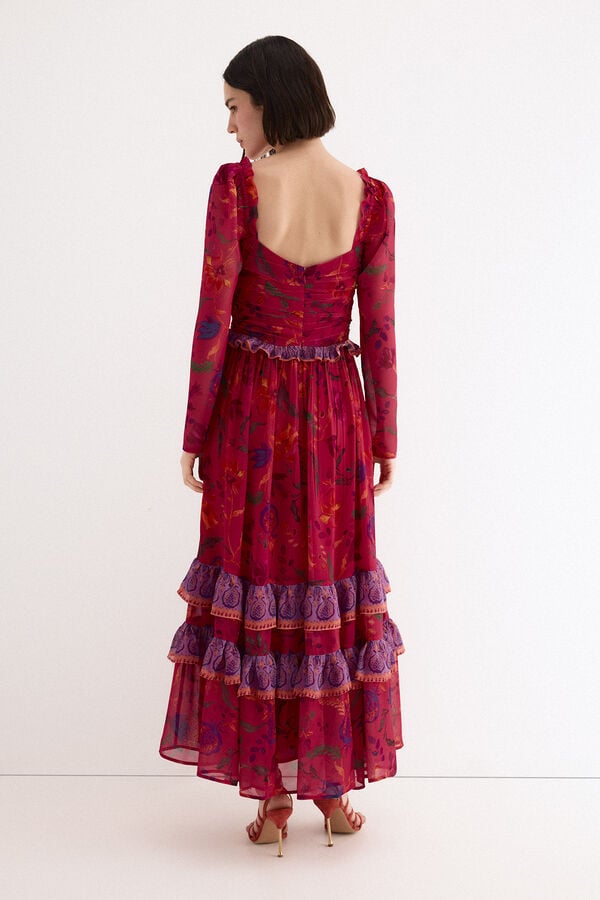 TFP by Tamara Falc&oacute; Long floral print dress Ecru