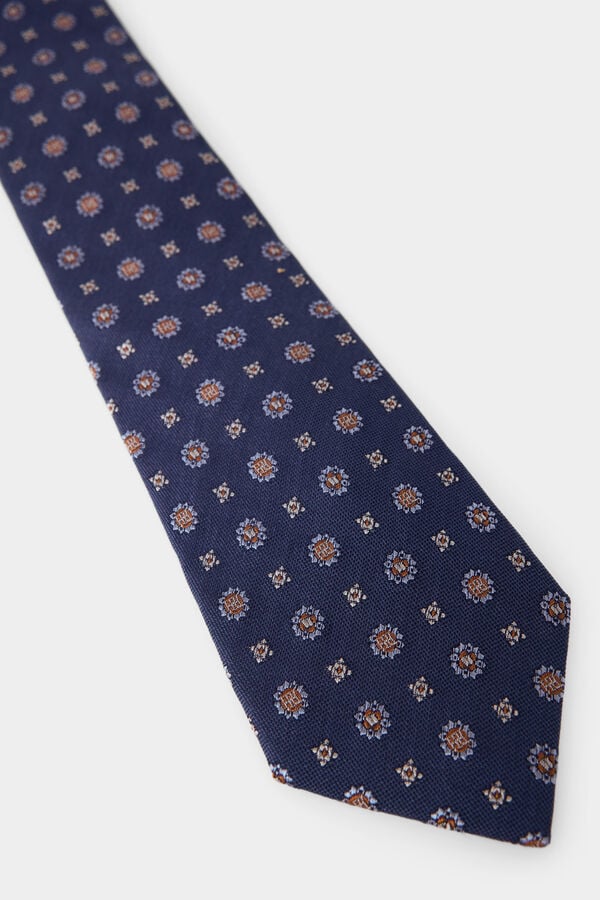 Pedro del Hierro Extra-fine silk tie Blue