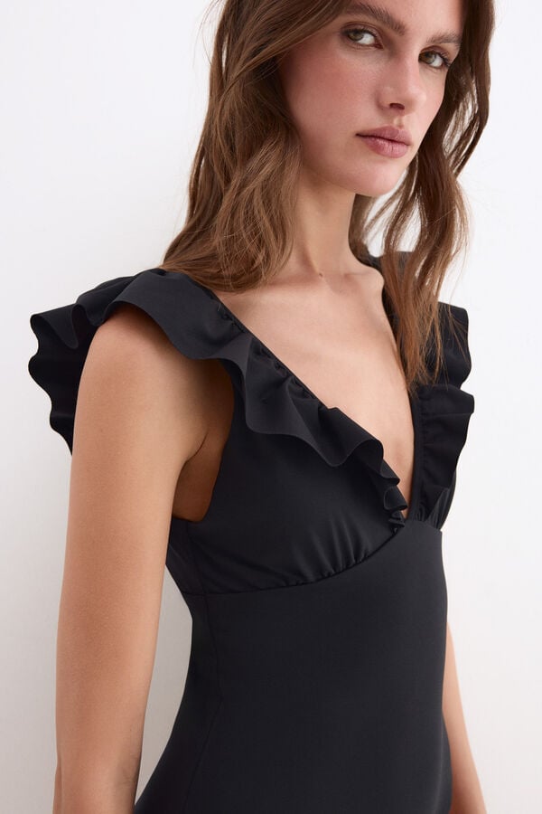 Pedro del Hierro Ba&ntilde;ador con volantes Negro