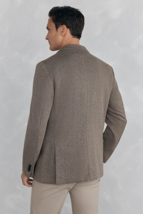 Pedro del Hierro herringbone jersey-knit with removable lining Brown