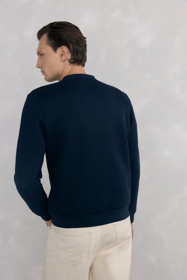 Pedro del Hierro Technical fabric crew neck sweatshirt Blue