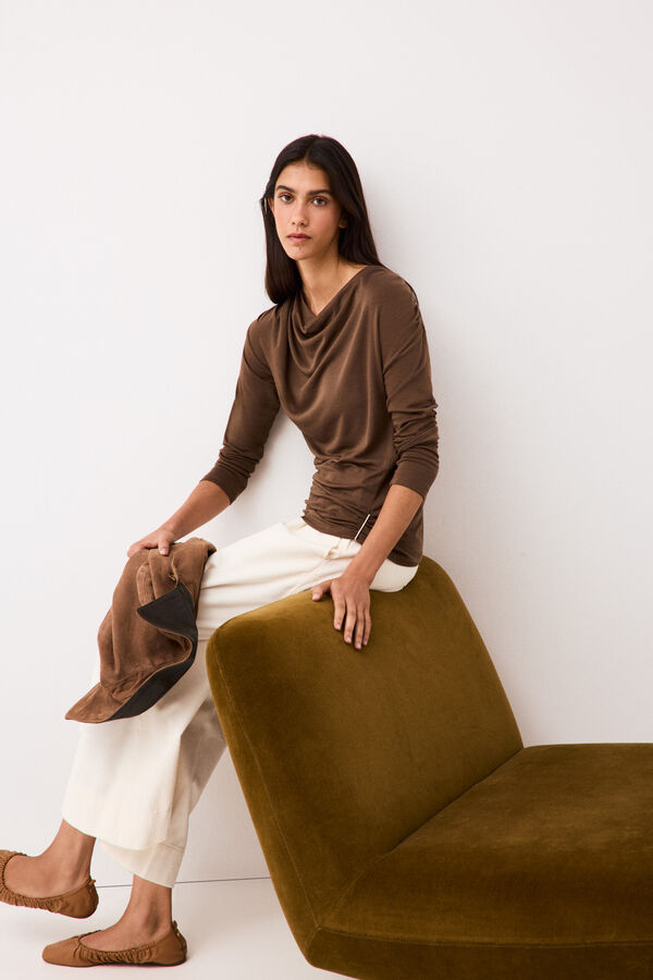 Pedro del Hierro T-shirt with metallic detail Brown