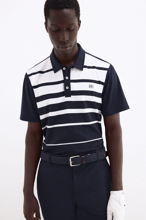 Pedro del Hierro Striped golf polo shirt Blue