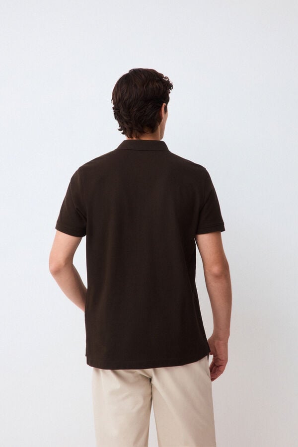 Pedro del Hierro Piqu&eacute; slim fit polo shirt Brown