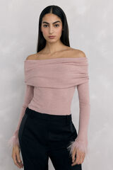 Pedro del Hierro Feather jersey cuff Pink