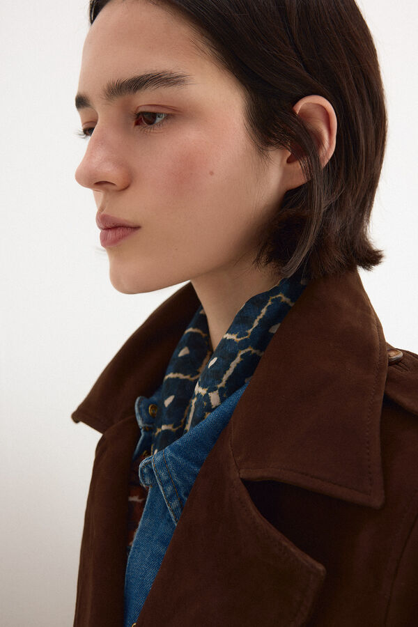 Pedro del Hierro Suede trench coat Brown