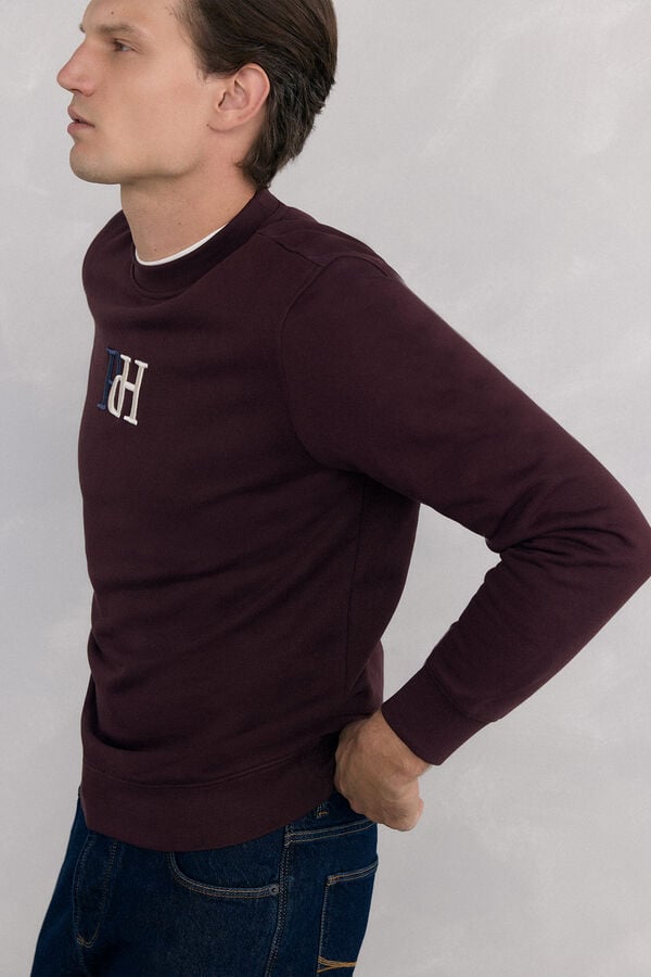 Pedro del Hierro Sweatshirt logo crew neck Burgundy