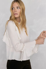 Pedro del Hierro Ruffled lace blouse Ecru
