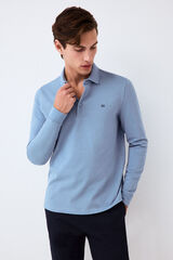 Pedro del Hierro Piqu&eacute; long sleeve polo shirt Blue