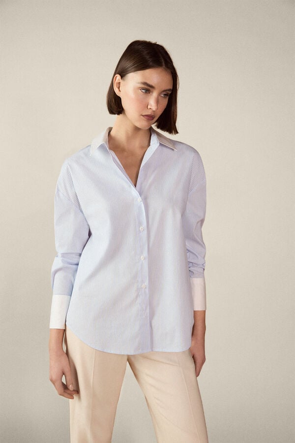 TFP by Tamara Falc&oacute; Poplin combined shirt Blue