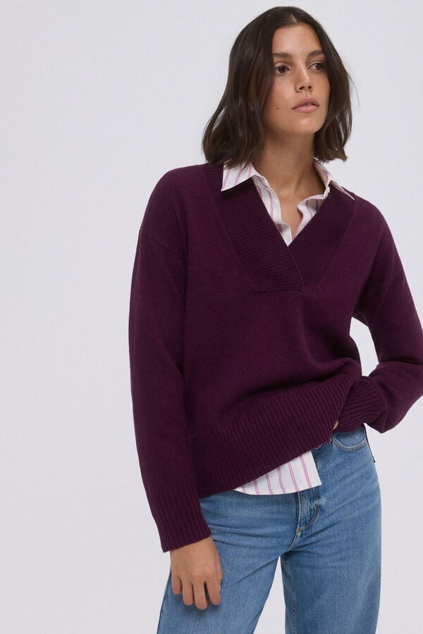 Pedro del Hierro Basic V sweater Purple