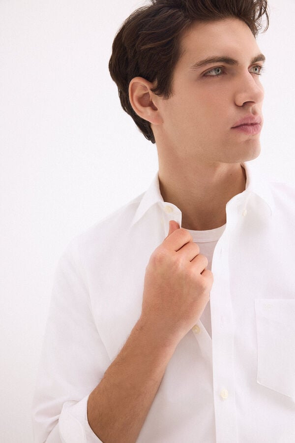 Pedro del Hierro Non-iron stain-resistant plain shirt White