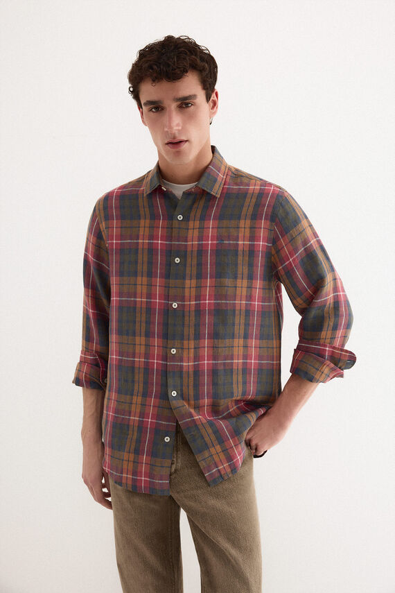 Camisa lino cuadros