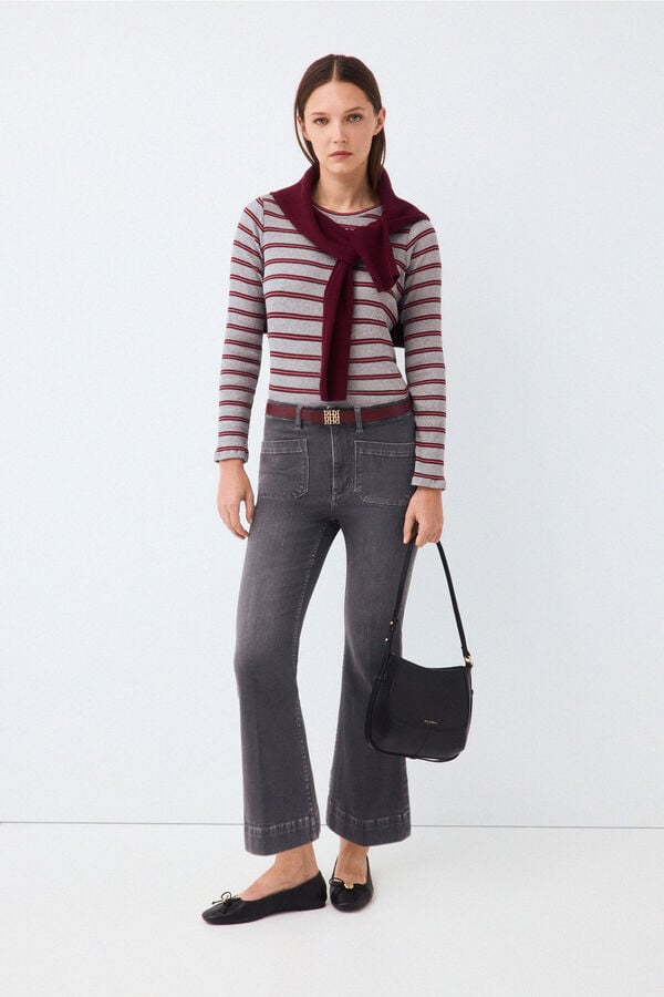 Pedro del Hierro Jeans push up flare capri Gris