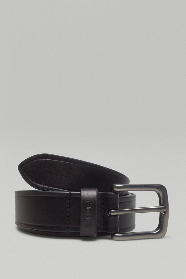 Pedro del Hierro Plain leather belt Black