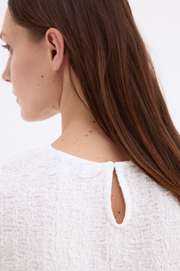 Pedro del Hierro Top sem mangas em tecido enrugado Ecru