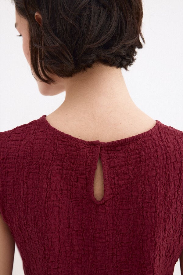 Pedro del Hierro Top sem mangas em tecido enrugado Bordeaux